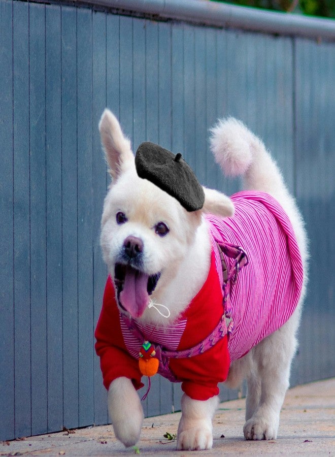 ZARSIO Small Dog Beret Wool Hat Cat Fashion Costume Beret Pet French Artist Beanie (Black) - Image 4