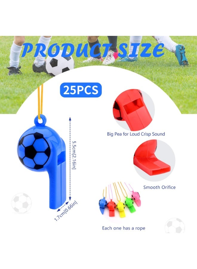 SUNSAR 25PCS Football Whistles Colored Plastic Whistle Referee Whistle World Cup Toy Soccer Party Supplies for Kids - Image 2