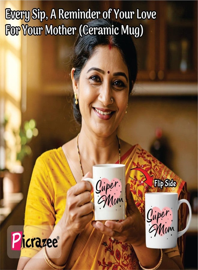 PICRAZEE مجموعة هدايا عيد الميلاد/عيد الأم من PICRAZEE للأم - كوب سيراميك، مشبك شعر ذهبي على شكل فراشة مزين باللؤلؤ والزركون، بطاقة تهنئة (D3) - Image 2