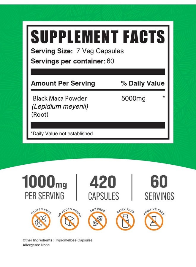 BulkSupplements كبسولات جذور الماكا السوداء من BulkSupplements.com - مكمل الماكا السوداء، جذور الماكا السوداء 5000 ملغ، كبسولات الماكا السوداء - خالية من الغلوتين، 7 كبسولات لكل حصة 420 كبسولة نباتية (عبوة من 1) - Image 2