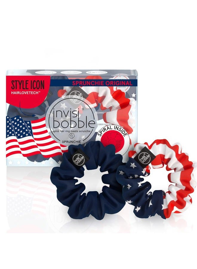 invisibobble Sprunchie Spiral Hair Ring - 2 Pack, Americana - Athleisure Duo - Scrunchie Stylish Bracelet, Strong Elastic Grip Coil Accessories for Women - Gentle for Girls Teens and Thick Hair - Image 1