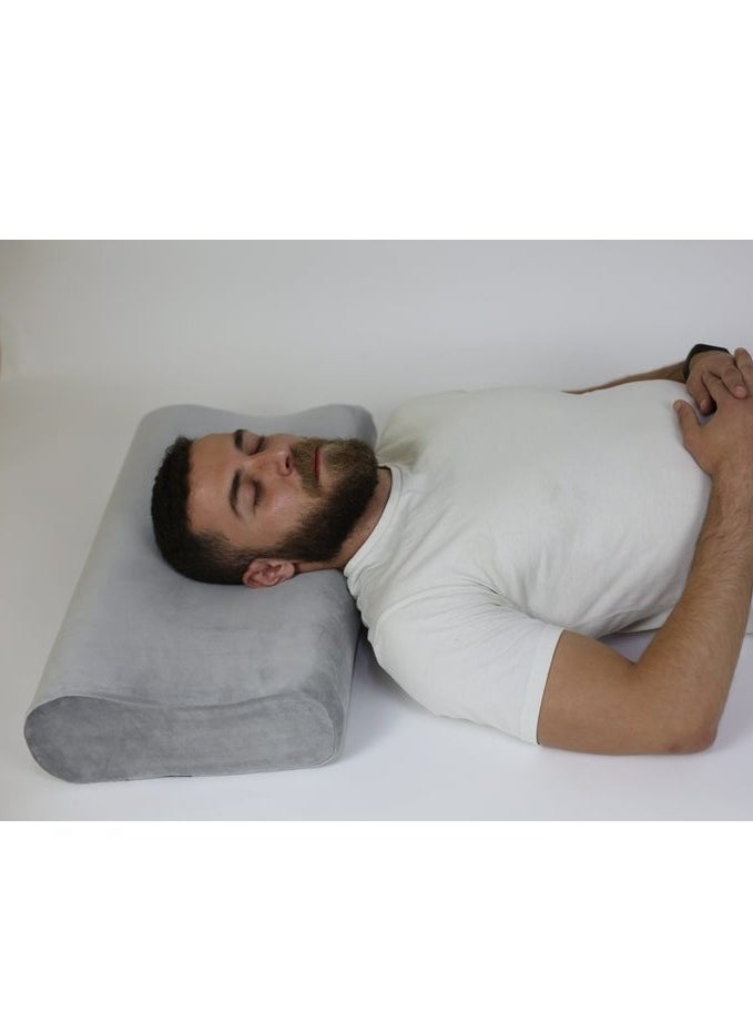 HT - Medical sleeping pillow for the bed, made of German memory foam, to prevent neck, shoulder, and spine pain (gray, 60 * 35) - Image 1