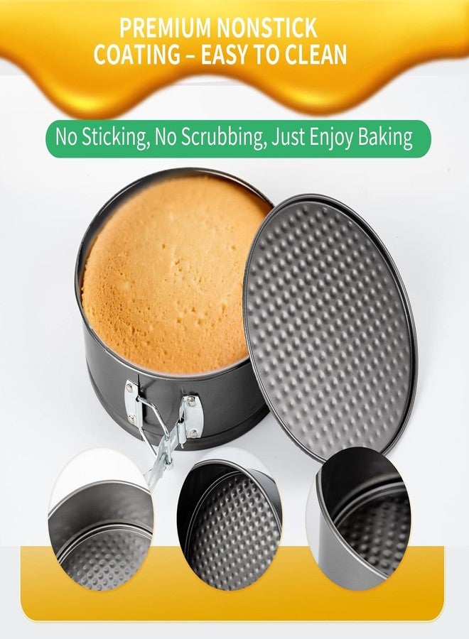BAKERS PARDISE 3-Piece Springform Cake Pan Set Teflon Coated Carbon Steel Non-Stick Cake Mould with Removable Base | Round Baking Tin for Microwave Oven & OTG | Dishwasher Safe-Black (7, 8, 9 Inches) - Image 5
