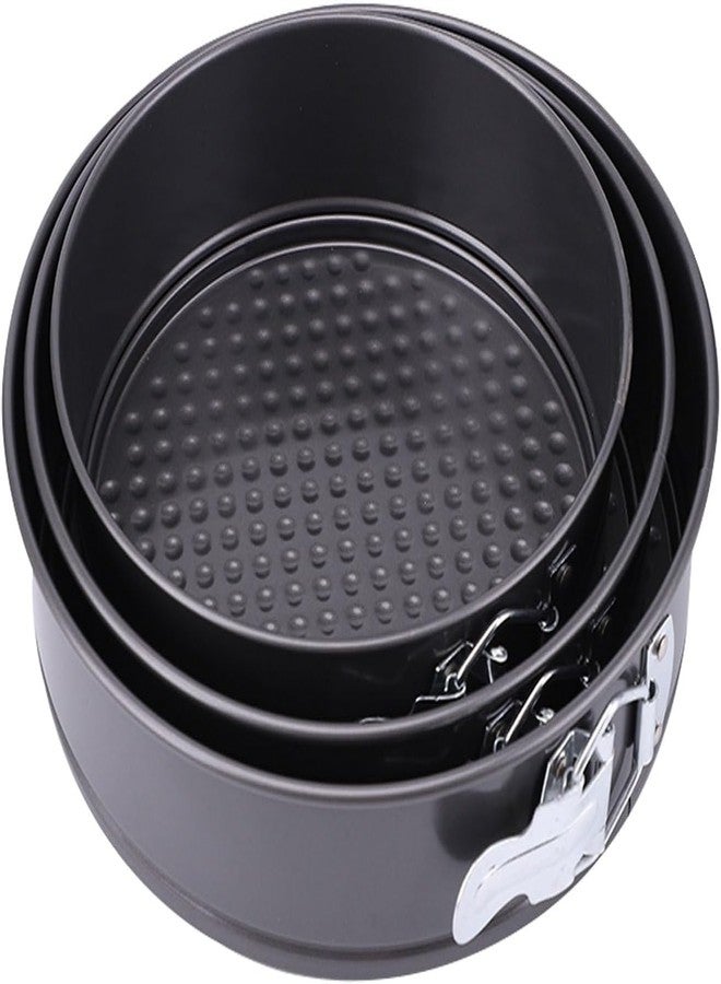 BAKERS PARDISE 3-Piece Springform Cake Pan Set Teflon Coated Carbon Steel Non-Stick Cake Mould with Removable Base | Round Baking Tin for Microwave Oven & OTG | Dishwasher Safe-Black (7, 8, 9 Inches) - Image 1