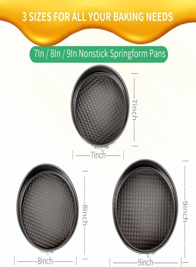 BAKERS PARDISE 3-Piece Springform Cake Pan Set Teflon Coated Carbon Steel Non-Stick Cake Mould with Removable Base | Round Baking Tin for Microwave Oven & OTG | Dishwasher Safe-Black (7, 8, 9 Inches) - Image 4
