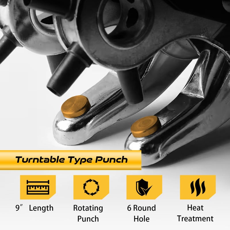 Deli DL1919C 9" كماشة ثقب مع 6 أحجام ثقوب قابلة للتعديل Crv+ و فولاذ مدلفن على البارد مطلي بالكروم معالجة حرارية أداة إصلاح ثقب حزام جلد (عبوة من 1، فضي) - Image 3