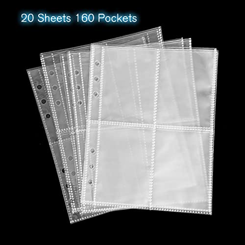 LingLingo Clear Double-Sided Refill Inner Pages for Transparent Jewelry Storage Book 6 Ring Binder, 20 Sheets 160 Pockets - Image 3