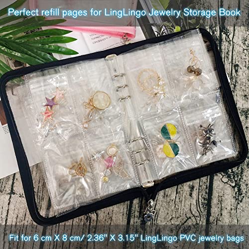 LingLingo Clear Double-Sided Refill Inner Pages for Transparent Jewelry Storage Book 6 Ring Binder, 20 Sheets 160 Pockets - Image 4
