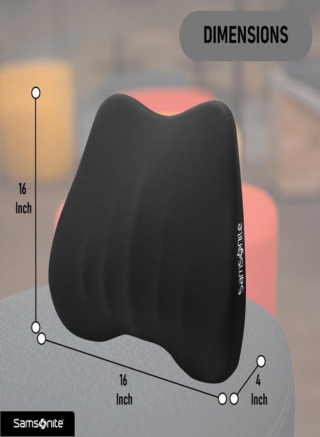 Samsonite وسادة دعم القطن القطني من سامسونيت لمقعد المكتب ومقعد السيارة - وسائد من رغوة الذاكرة لدعم القطن، وسادة دعم القطن للسيارة وتخفيف آلام أسفل الظهر، سوداء - Image 5