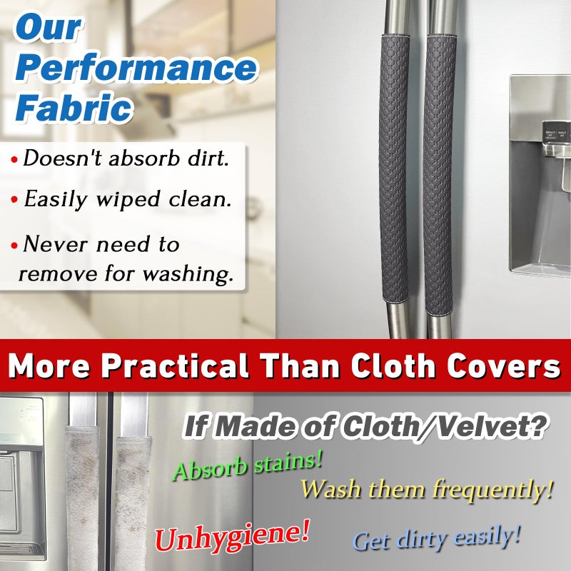 Luludamier Refrigerator Door Handle Covers, 4 PCS, Performance Appliance Handle Covers, Non-Slip Fridge Door Handle Covers, Keep Your Kitchen Clean, Microwave Oven Dishwasher door Handle Protectors(Carbon Black) - Image 2