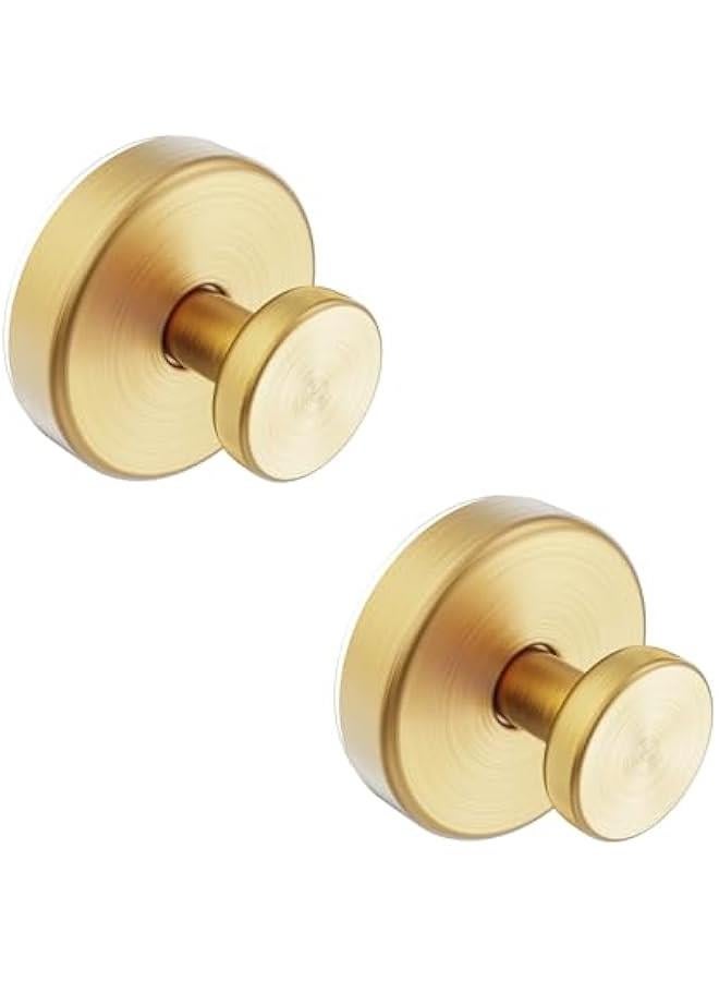 Suction Cup Hooks for Shower, Towel Hooks for Bathroom Window Glass, Bath Robe Looafh Hook for Hanging - 2 Pack, Gold - Image 1