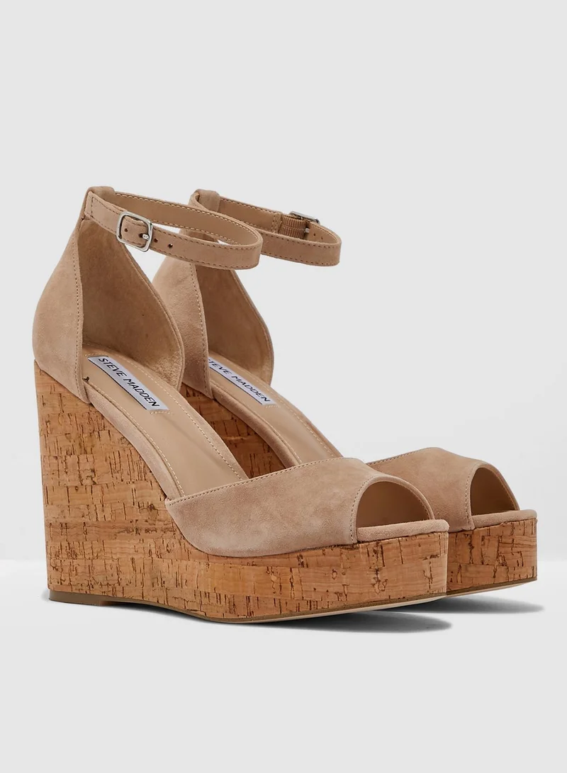 STEVE MADDEN Summers Wedge Sandal - Nude