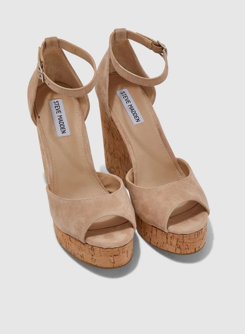 STEVE MADDEN Summers Wedge Sandal - Nude