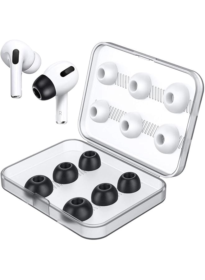 erorex Replacement Ear Tips For Airpods Pro White Silicone And Black Memory Foam Ear Buds Tips With Portable Storage Box Fit In The Charging Case Anti Slip Reducing Noise In Ear Eartips SML - Image 1