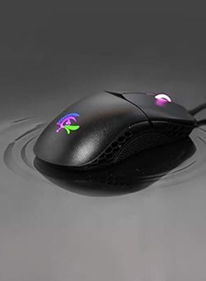 Ducky RGB Ultra-Lightweight Wired Gaming Mouse, PixArt PMW3389 Sensor, 16000 DPI, 7 Buttons, Huano Switches, 65g, Ambidextrous, Adjustable Polling Rate & LOD, PTFE Feet, Paracord Cable, DMFE20O-OAAPA7B Black - Image 2