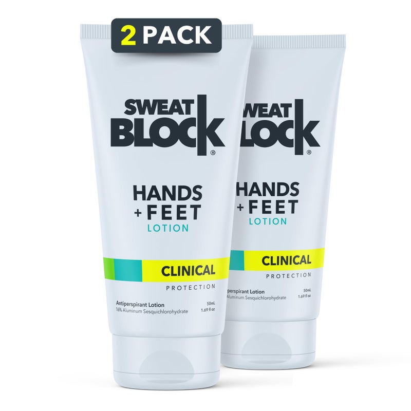 Sweatblock لوسيون سويت بلوك لمضاد التعرق لليدين والقدمين | قوة سريرية للرجال والنساء | مساعدة في فرط التعرق لوقف التعرق المفرط (عبوتان)  - Image 1