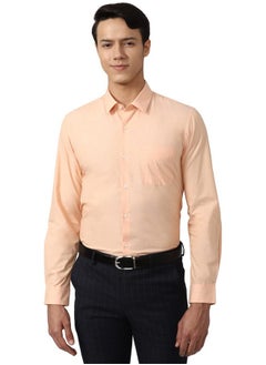 Peter England Peter England Men's Solid Slim Fit Shirt (PESFOSLPE52336_Light Peach 39)  - Image 1