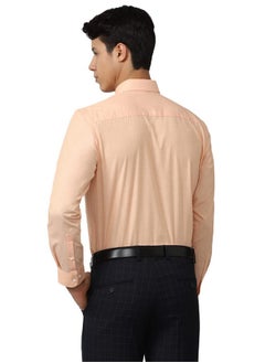 Peter England Peter England Men's Solid Slim Fit Shirt (PESFOSLPE52336_Light Peach 39)  - Image 3