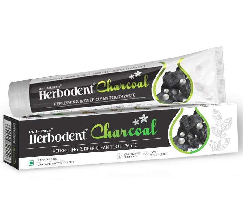 Herbodent Charcoal Toothpaste 653 Oz Pack of 1 Whitens Teeth Fresh Breath No Bleach No Fluoride Activated Bamboo Charcoal Organic Herbs Wheat Germ Oil Thyme Oil Clove Oil