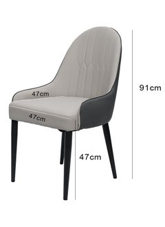 LANNYHOME Jeffcoco Furniture PU Leather Dining Chair,Grey Dining Chair Home Furniture,Desk Chair(One Piece Chair)  - Image 2