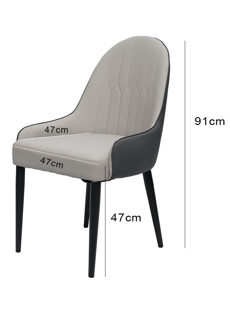 LANNYHOME Jeffcoco Furniture PU Leather Dining Chair,Grey Dining Chair Home Furniture,Desk Chair(One Piece Chair) - Image 2