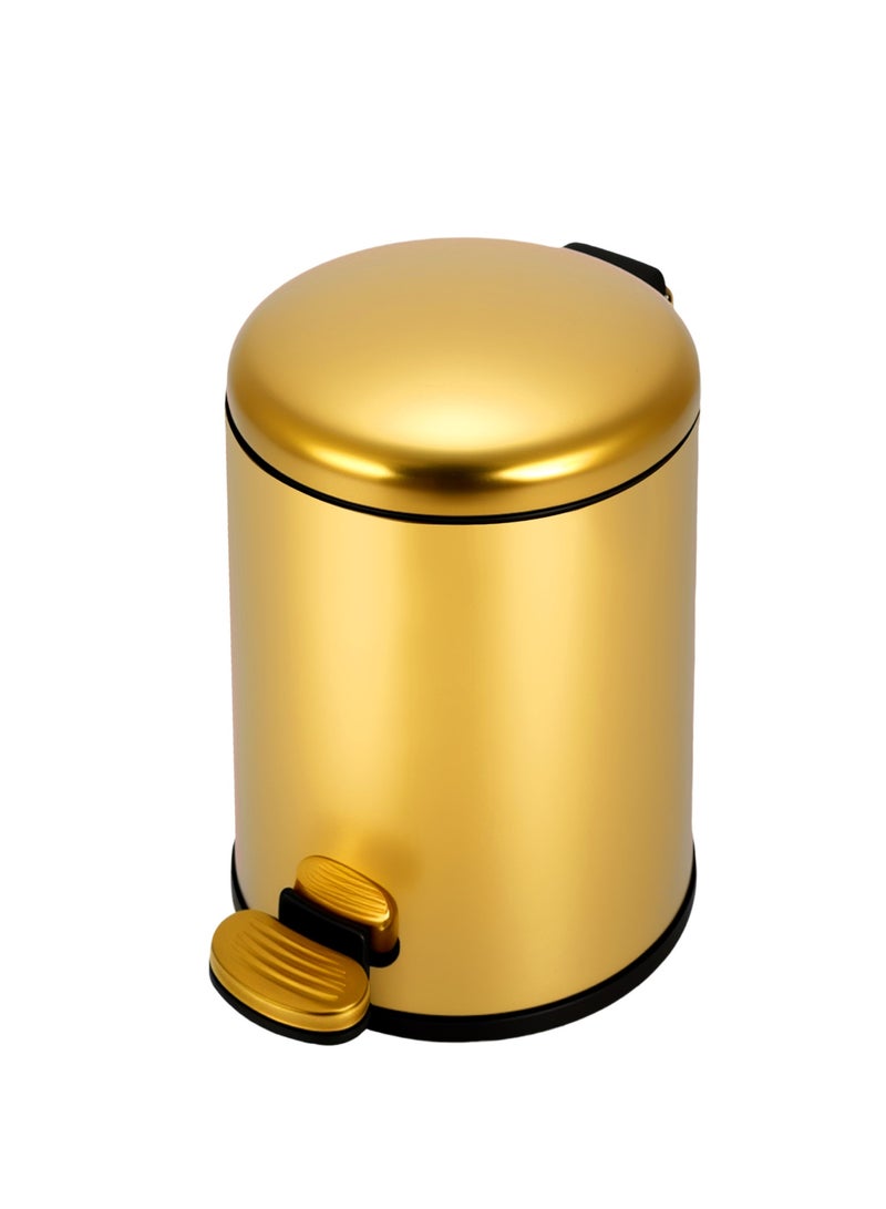 Waste Bin Stainless Steel Trash Can Garbage Bin Bathroom Wastebasket with Foot Pedal and Removable Inner Bucket 6L Trash Bin for Living Room Kitchen Bathroom - Image 1
