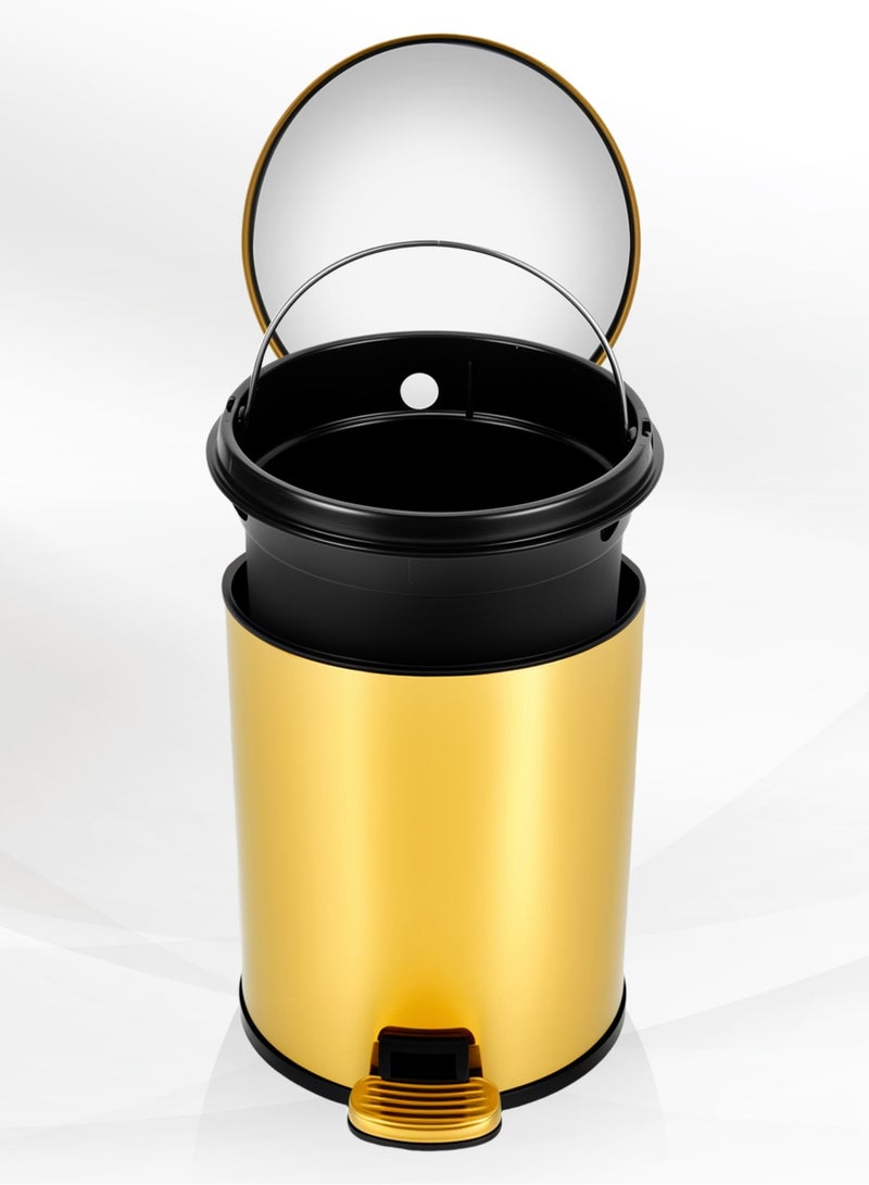 Waste Bin Stainless Steel Trash Can Garbage Bin Bathroom Wastebasket with Foot Pedal and Removable Inner Bucket 6L Trash Bin for Living Room Kitchen Bathroom - Image 2