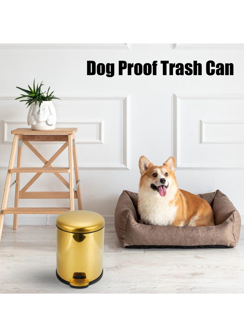 Waste Bin Stainless Steel Trash Can Garbage Bin Bathroom Wastebasket with Foot Pedal and Removable Inner Bucket 6L Trash Bin for Living Room Kitchen Bathroom - Image 5