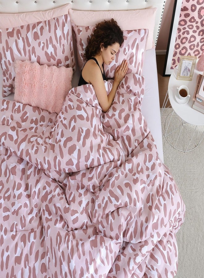 JANZAA Comforter Set Queen, Beige Leopard Print Bedding Set Animal Cheetah PrintPrint Bedding Fluffy Faux Fur, Plush Shaggy Fuzzy Bed Sets with 2 Pillow Shams - Image 3