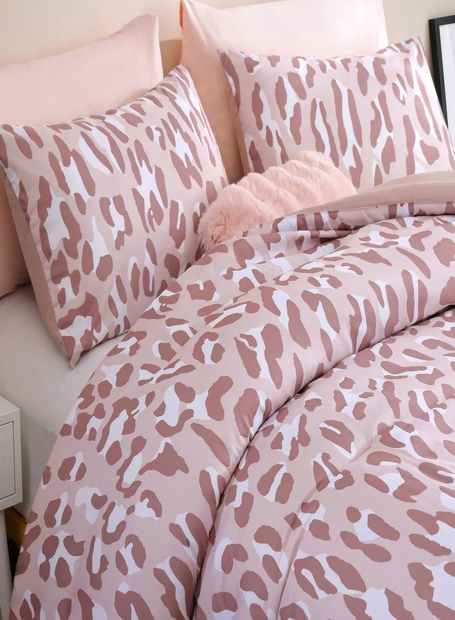 JANZAA Comforter Set Queen, Beige Leopard Print Bedding Set Animal Cheetah PrintPrint Bedding Fluffy Faux Fur, Plush Shaggy Fuzzy Bed Sets with 2 Pillow Shams - Image 2