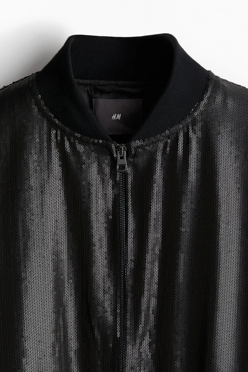 H&M Regular Fit Sequined bomer jacket