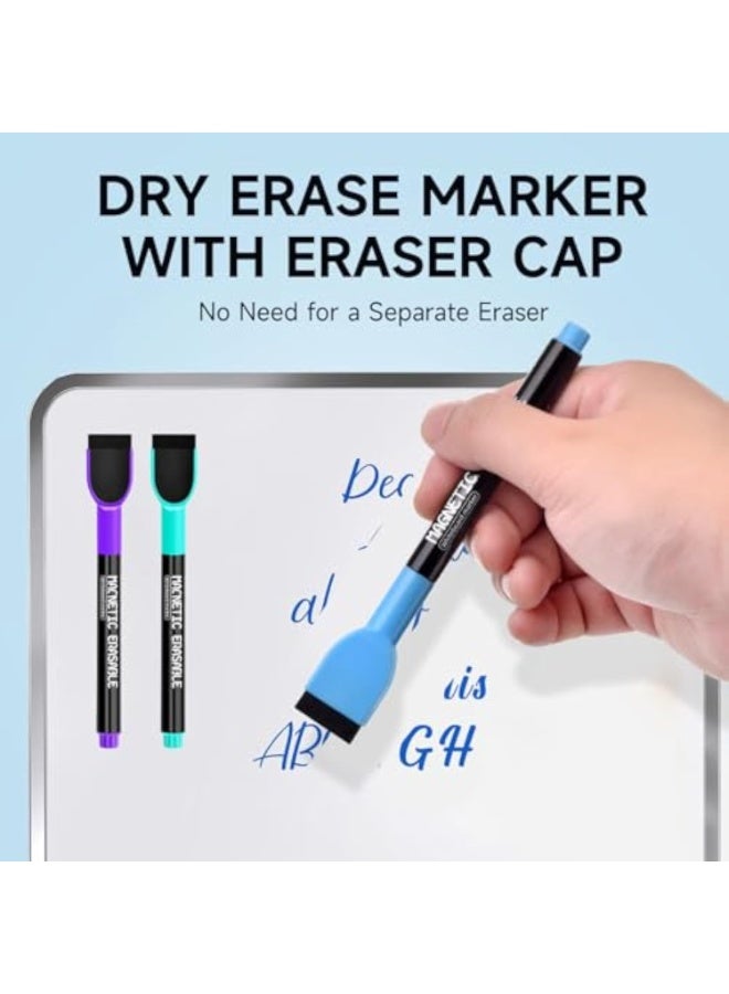 ماجنيتك أقلام تحديد ممحاة جافة مغناطيسية ذات طرف رفيع - 12 لونًا للسبورة البيضاء مع غطاء ممحاة، أقلام تحديد جافة رقيقة منخفضة الرائحة لمعلمي الأطفال، تعمل على السبورة البيضاء والتقويم، الثلاجة، هدية للأطفال - Image 5