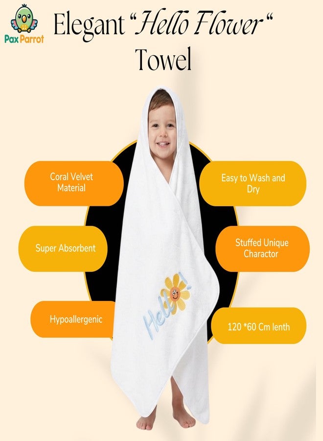 PAX PARROT Microfiber Baby Bath Towel Ultra Soft Quick Dry Baby Towel Lightweight Cartoon Print Towel for Boys & Girls (White Sunflower) - Image 3