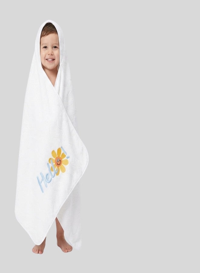 PAX PARROT Microfiber Baby Bath Towel Ultra Soft Quick Dry Baby Towel Lightweight Cartoon Print Towel for Boys & Girls (White Sunflower) - Image 1