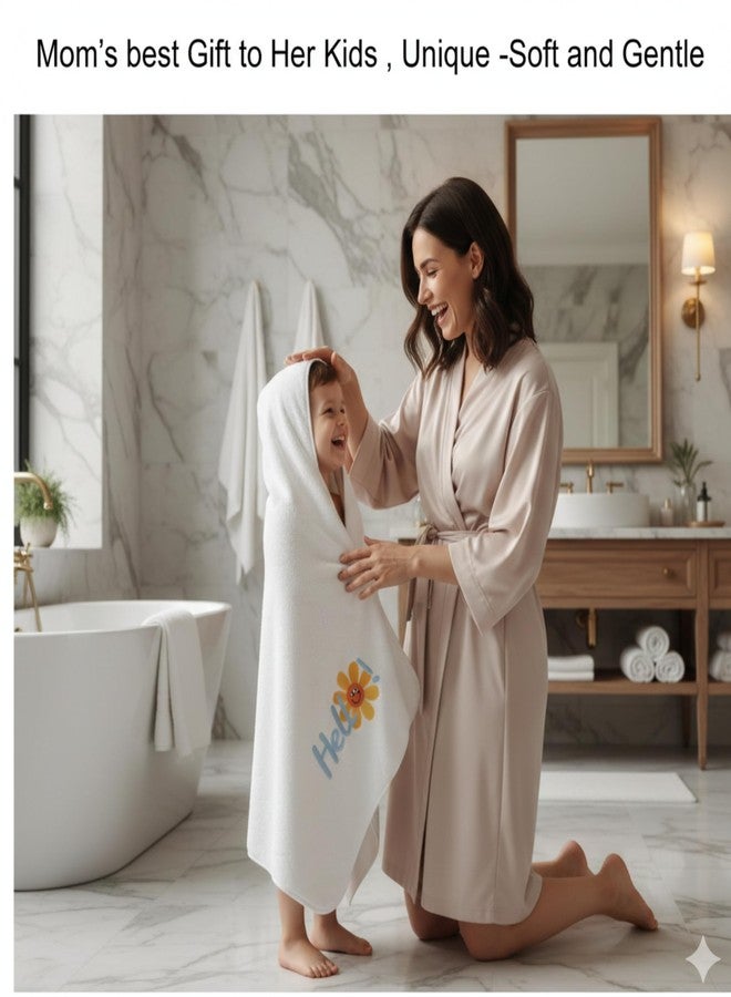 PAX PARROT Microfiber Baby Bath Towel Ultra Soft Quick Dry Baby Towel Lightweight Cartoon Print Towel for Boys & Girls (White Sunflower) - Image 2