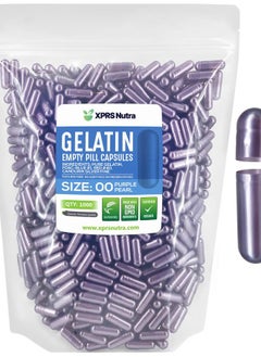 XPRS Nutra Size 00 Empty Capsules - 1000 Count Empty Gelatin Capsules - Empty Pill Capsules - DIY Capsule Filling - Fillable Pill Capsules Empty Gel Caps (Purple Pearl)  - Image 1