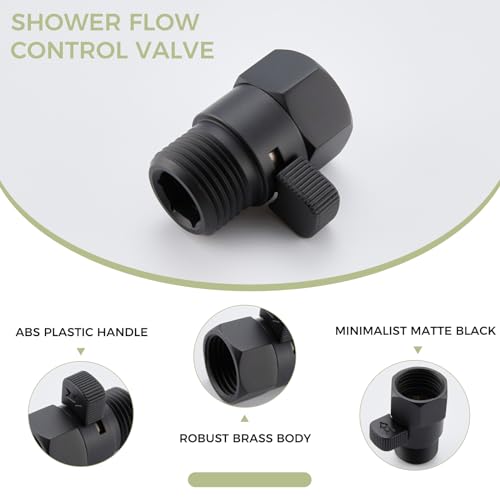 Aomasi Shower Head Valve Shut- off, Matte Black Flow Restrictor for Bathroom, Brass Water Saver Valve - Image 4