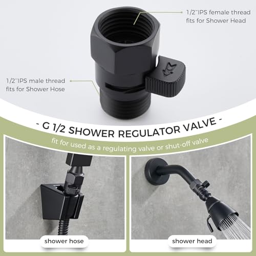 Aomasi Shower Head Valve Shut- off, Matte Black Flow Restrictor for Bathroom, Brass Water Saver Valve - Image 2