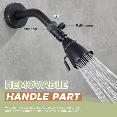 Aomasi Shower Head Valve Shut- off, Matte Black Flow Restrictor for Bathroom, Brass Water Saver Valve - Image 3