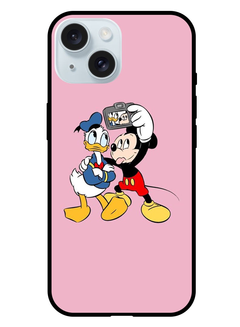 Theodor Protective Case Anti Scratch Shock Proof Bumper Cover For iPhone 15 Plus Mickey Donald selfie  - Image 1