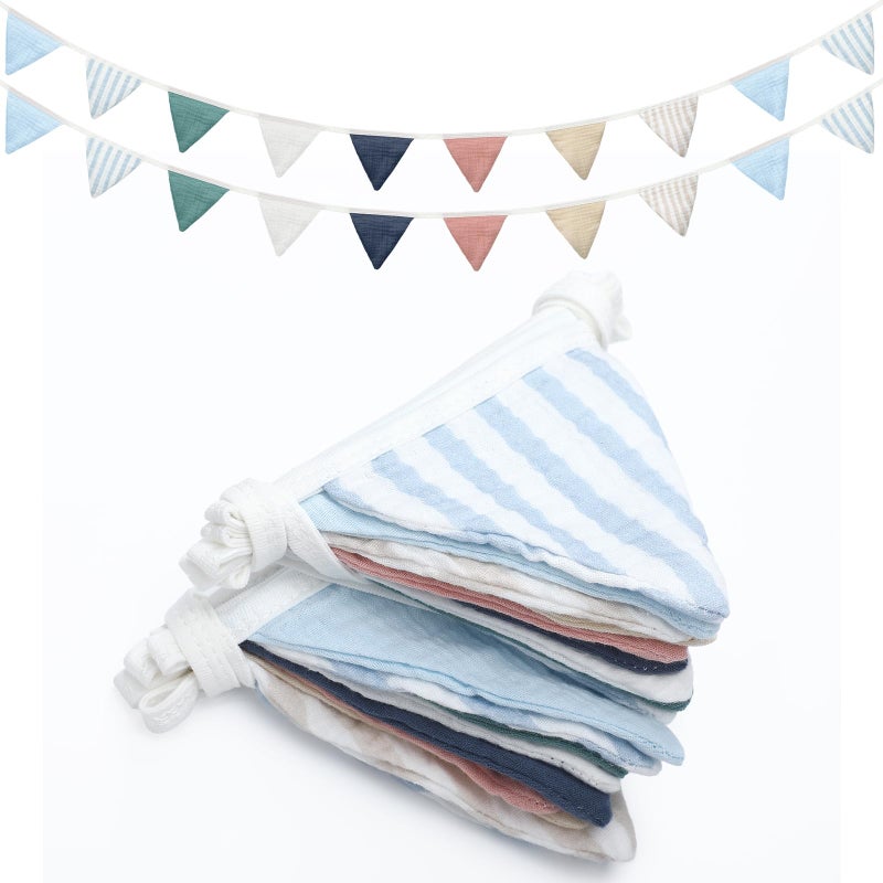 Oudain 15.5 ft Pennant Banner Flags  2 Pcs Nursery Garland Triangle Bunting Flag Baby Banner for Nursery Decor Baby Birthday Boho Wedding Shower Party Event  Each 7.75 ft(Elegant Color) - Image 1