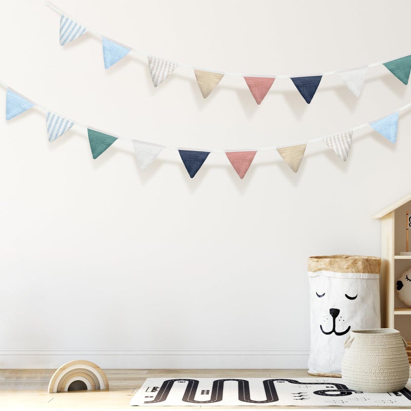 Oudain 15.5 ft Pennant Banner Flags  2 Pcs Nursery Garland Triangle Bunting Flag Baby Banner for Nursery Decor Baby Birthday Boho Wedding Shower Party Event  Each 7.75 ft(Elegant Color) - Image 5