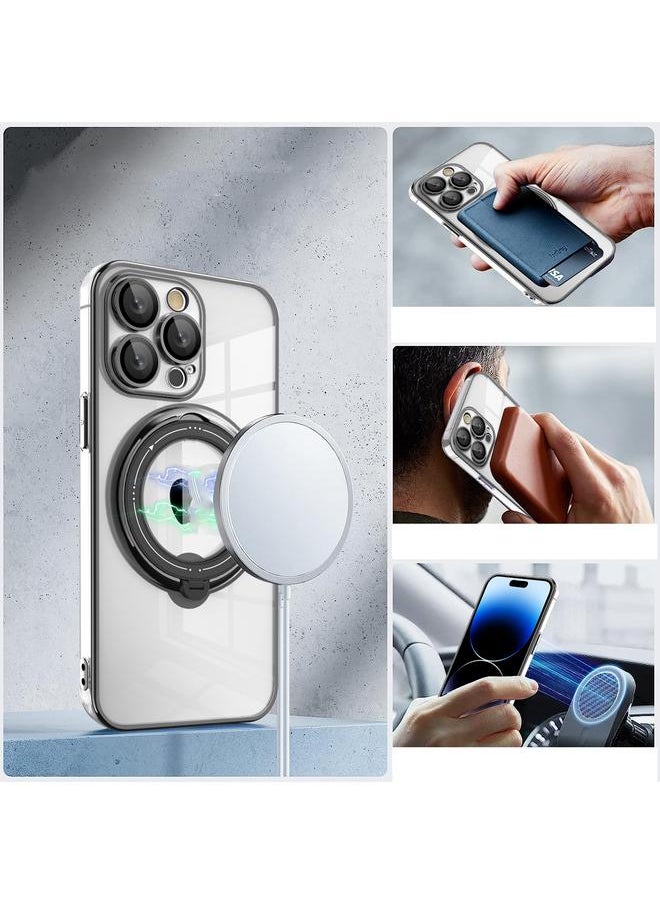 erorex - Case For iPhone 15 Plus Electroplating MagSafe 360 Degree Rotation Holder Shockproof Phone Case - Image 1