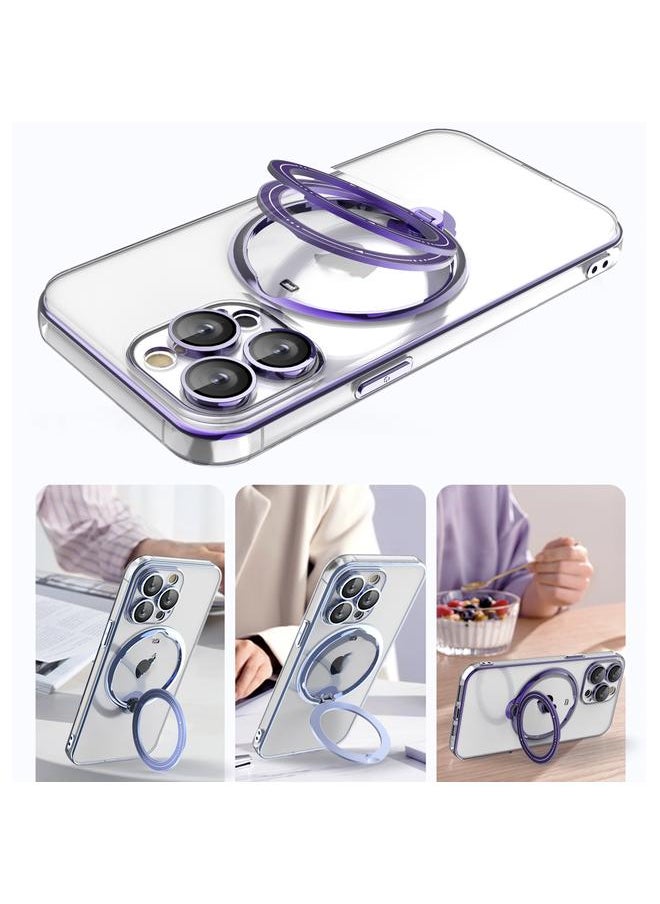 erorex - Case For iPhone 15 Plus Electroplating MagSafe 360 Degree Rotation Holder Shockproof Phone Case - Image 1
