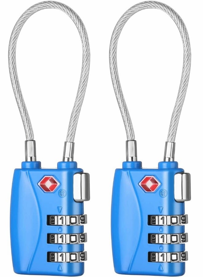 Luggage Padlocks TSA Approved Customs Lock Mini Luggage Padlock Flexible Cable Travel Coded Suitcase Lock Small Gym Locker Padlock with 3 Digit Combination - Image 1