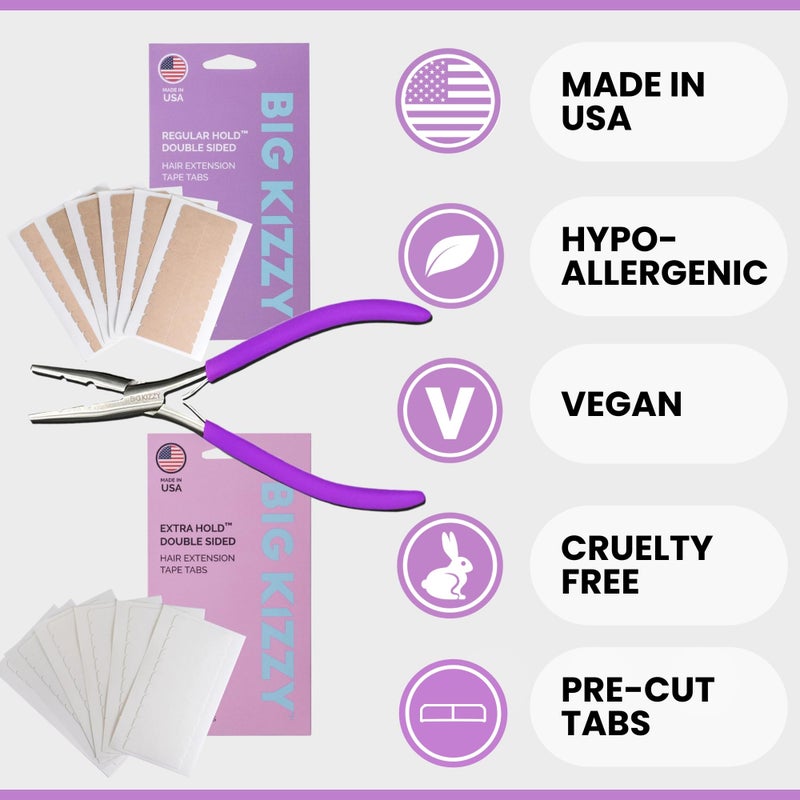 Big Kizzy Hair Extensions Tape Pressing Sealing Tool + 72 Tabs Regular Hold + 72 Tabs Extra Hold 4cm x .8cm Hair Extension Tape. Compatible with Hot Heads, Hairdreams, Babe & Most Other Brands. - Image 4