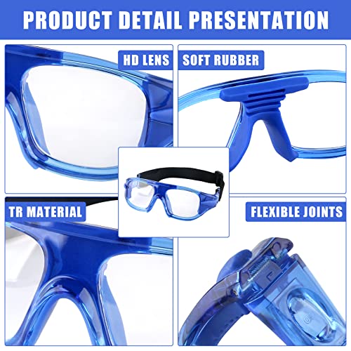 GGBuy Sports Basketball Goggles Outdoor Football Protective Glasses Head Mounted Frame Dual Purpose Safety Eyewear Anti Shock Collision (Blue) - Image 4