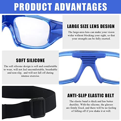 GGBuy Sports Basketball Goggles Outdoor Football Protective Glasses Head Mounted Frame Dual Purpose Safety Eyewear Anti Shock Collision (Blue) - Image 5
