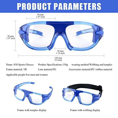 GGBuy Sports Basketball Goggles Outdoor Football Protective Glasses Head Mounted Frame Dual Purpose Safety Eyewear Anti Shock Collision (Blue) - Image 3