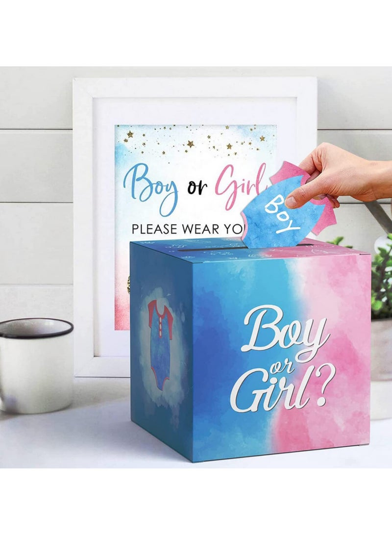 قطعة واحدة صندوق اقتراع أزرق فاتح لكشف جنس المولود - لعبة التصويت لمعرفة إذا كان المولود ولداً أو بنتاً - ديكورات ومستلزمات ممتعة لحفلات استقبال المولود - Image 3